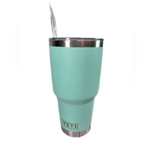 Yeti Seafoam Green Stainless Steel Insulated Tumbler with Lid Two Straws